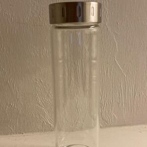 Clear Borosilicate Glass Stainless Steel Cap Water Bottle 16.9 fl oz